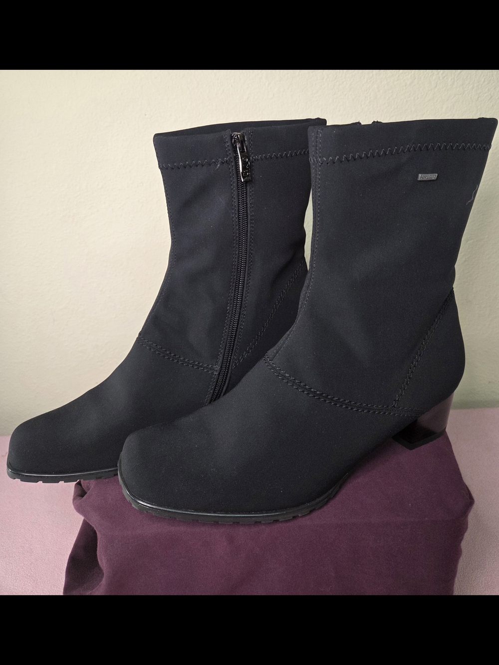 Ara Gore-tex Black Mid-Calf Ankle Boots with Side Zip
